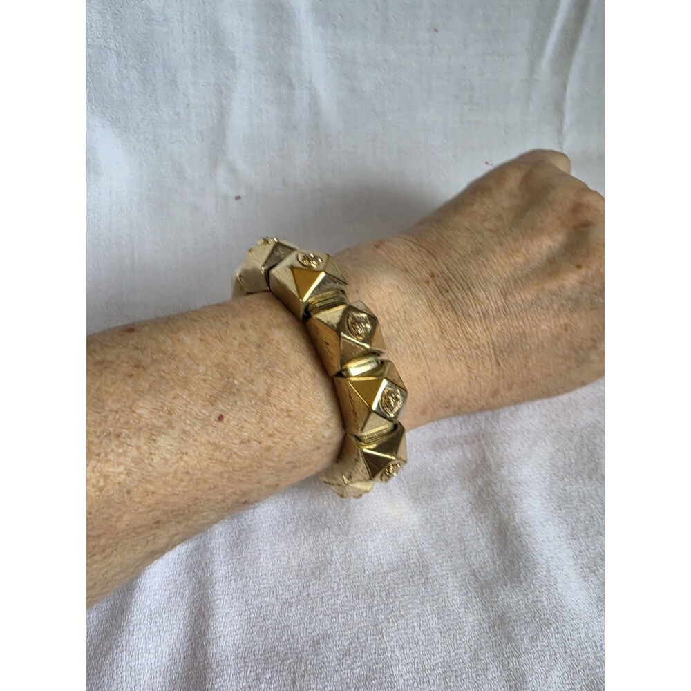 Vtg Gianni Versace Gold Tone Chunky Pyramid Links Medusa Bracelet - Picture 12 of 15